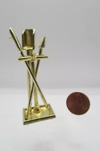 Dollhouse Miniature Metal Fireplace Tool Set Gold Tone IM66236 - Picture 1 of 2