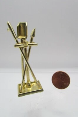 Dollhouse Miniature Metal Fireplace Tool Set Gold Tone IM66236 - Image 1 of 2