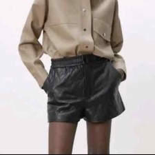leather black shorts zara