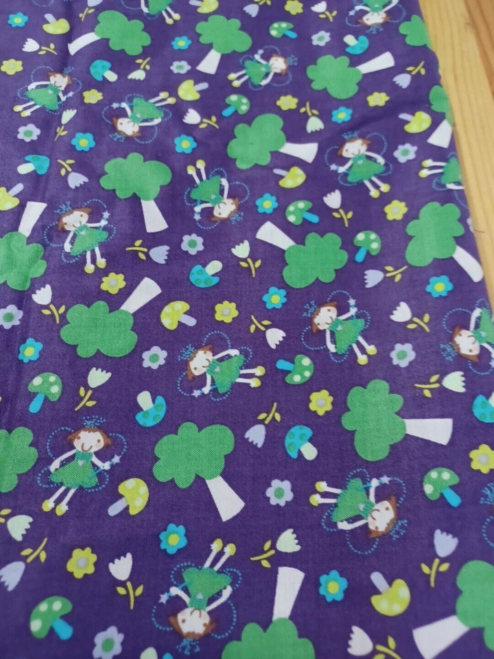 Fairy Happy Girl Joann Trees Purple Cotton Fabric 1 Pc 35"x42" Retired - Image 1 of 4
