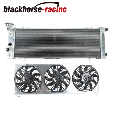 1193 Aluminum Radiator 3 Row+9" Shroud Fan For 1991-01 Jeep Cherokee XJ Comanche Foto 1 de 4