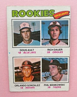 1977 Topps Baseball Rookie Infielders Ault, Dauer, Gonzalez, Mankowski #477 - Image 1 of 2