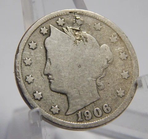 Mint Error - Multiple Planchet Defects - 1906 Liberty V Nickel Cover