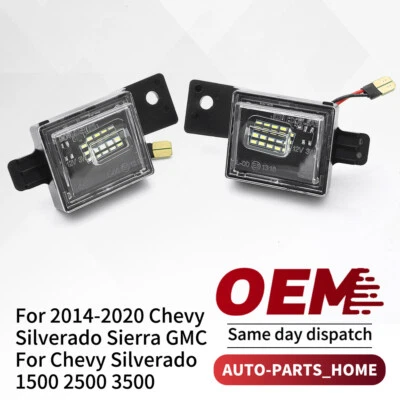 ✅Luces LED de etiqueta de matrícula para Chevy Silverado GMC Sierra 6000K 2014-18 blancas Foto 1 de 4