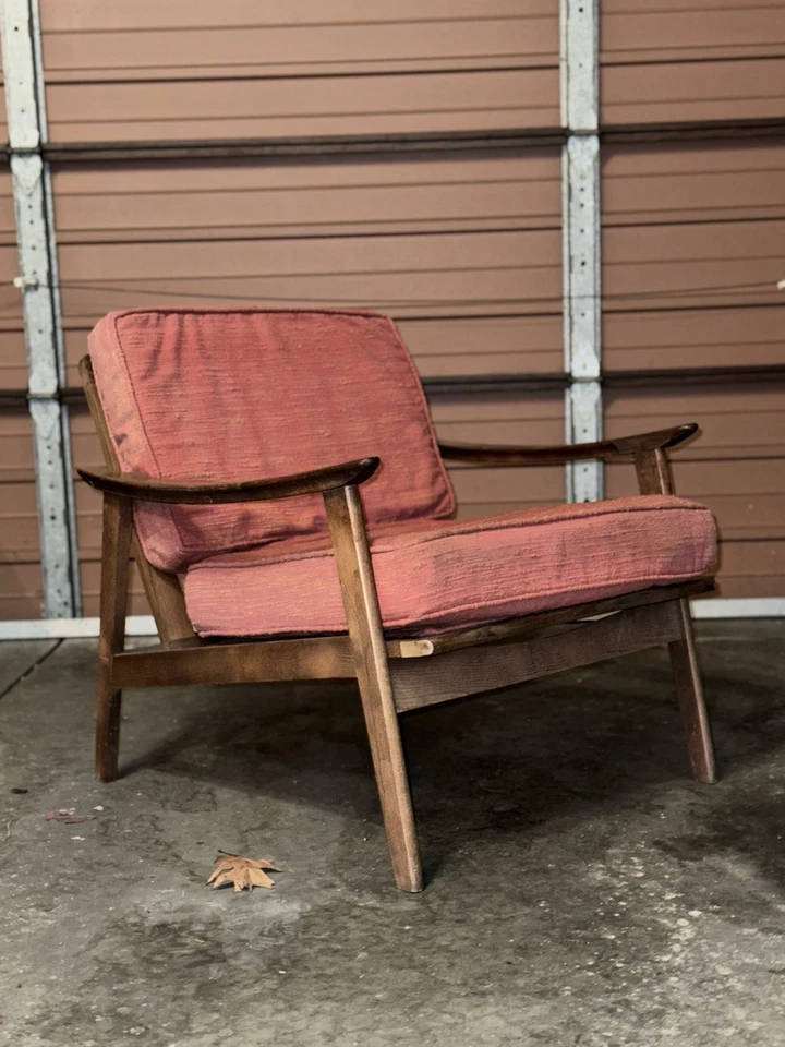 Mid Century Modern Lounge Chair Yugoslavia 1950s 1960s Rare Beechwood Vintage - Image 1 of 4