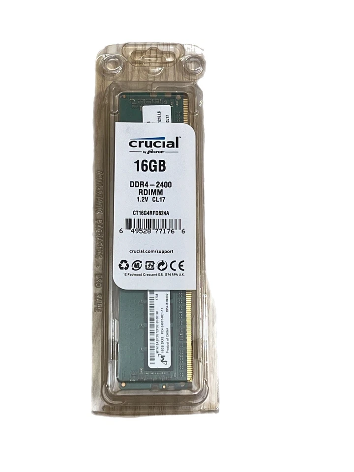 Crucial 16GB DDR4 - 2400 RDIMM 1.2V CL17 CT16G4RFD824A  - Image 1 of 1