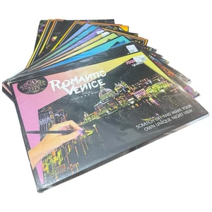 Lot of 14 Scratch Art Boards Colorful City Night View – Mixed Set No Stylus - Picture 1 of 19