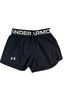 Under Armour Girls' HeatGear Athletic Shorts, Black, Logo, Size Medium - Picture 1 of 4