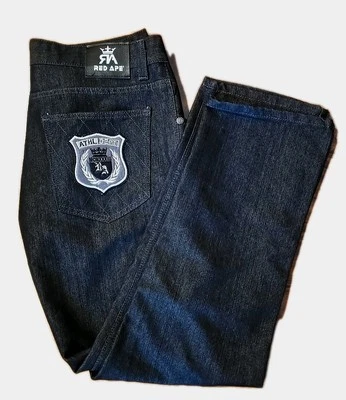  Red Ape Jeans Mens 34 x 29 Black Denim Embroidered  - Image 1 of 4