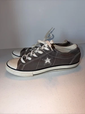 匡威 Converse One Star Junior 尺码 6 灰色帆布运动鞋 系带 — 第 1/4 张图片