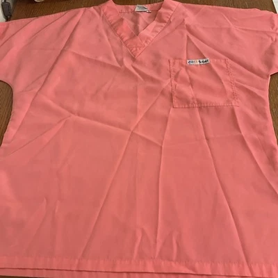 Women's Size Small Scrub Top V Neck 1 Front Pocket Peach Color By Crazy Scrubs - Image 1 of 4