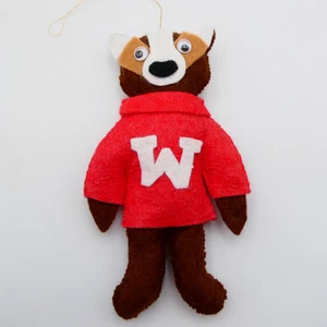 Universidad de Wisconsin Madison Badger adorno de Navidad fieltro hecho a mano mascota - Imagen 1 de 5