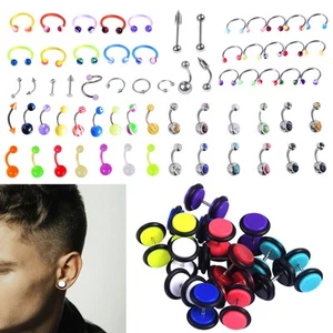 Kit piercing 7-105 pezzi anello lingua pancia labbra sopracciglia naso borchie bilanciere gioielli - Foto 1 di 20