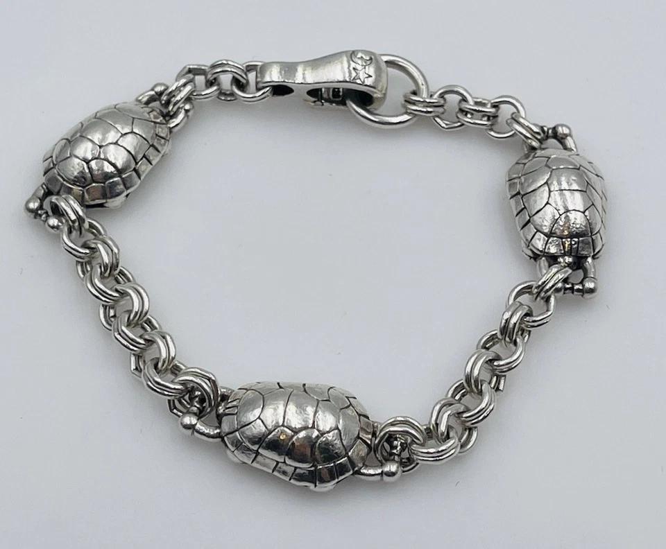 Barry Kieselstein Cord Vintage Sterling Silver Turtle Link Bracelet - Image 1 of 4