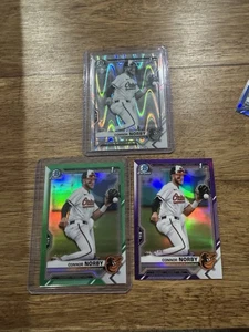 2021 Bowman Draft Chrome Connor Norby Green/Purple Raywave Refractor Lot - Picture 1 of 1