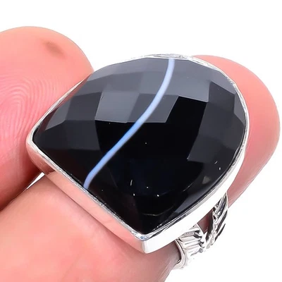 Brazilian SardOnyx Vintage Style Silver Plated Ring s.6 S1911, Christmas Gift - Image 1 of 3