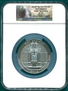 NGC-SP-70 2010-P 5-OZ Silver HOT SPRINGS,  ATB Coin EARLY RELEASES (NP1) - Picture 1 of 4