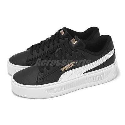 Puma Smash Platform V3 Black White Gold Women Platform Casual Shoes 390758-02 - Image 1 of 4