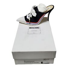 NIB Moschino Sneaker High Heels Pump Patent Leather Black & White Women's 38 / 8