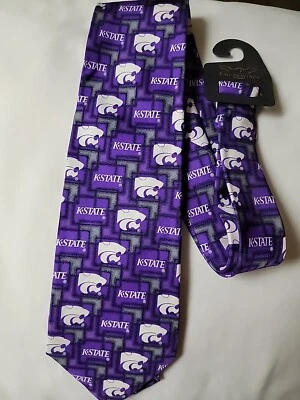 Corbata Eagle Wings Kansas State Wildcats seda púrpura y blanca Foto 1 de 2