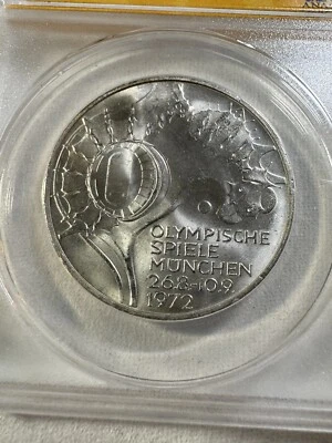 1972-D Germany 10 Marks Olympic Stadium Commemorative Graded MS 65 by ANACS - Image 1 of 4