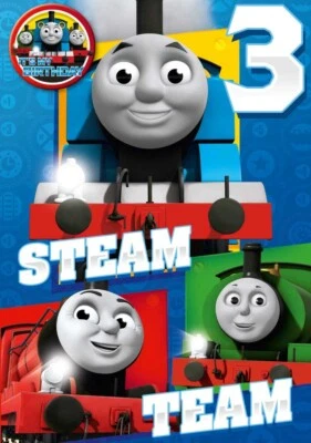 3rd Birthday Card Thomas the tank Engine Age 3 Greeting Card & Badge FSC - Image 1 of 3