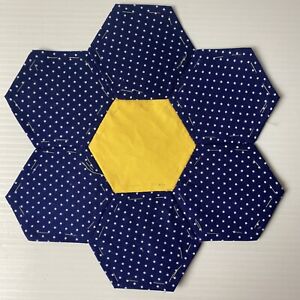 Hexagon Quilting 9" Block ~ 73 ~ Hand Pieced from Vintage Fabrics