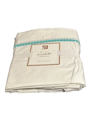 Falda de cama Pottery Barn Teen Pop Fit Twin XL blanca verde azulado 18" caída nuevo paquete abierto Foto 1 de 4