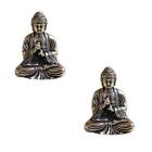 2 Pcs Mini Statue Brass Sakyamuni Buddha Ornaments Creative Home Office Decor...