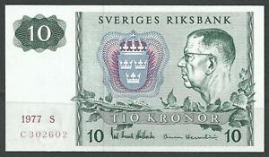 Sweden - 10 Kronor Banknote (1977) [Type P-52] Au-Unc.