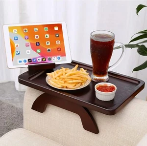 Sofa Arm Tray with 360° Rotating Phone Holder,Couch Arm Table,Sofa Armrest Tray - Picture 1 of 8