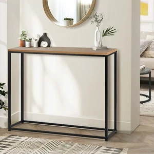 Oikiture Console Table Wooden Tabletop Hallway Desk Entry Display Black&Wood - Picture 1 of 10
