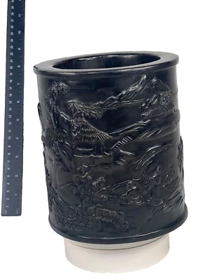 Vintage Republic Chinese Zitan Brushpot - Scholars Brush Pot Asian China 1800g - Image 1 of 4