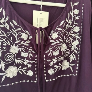 Bloomchic Size 28 4X Babydoll Purple Embroidered Boho Flowy Beachy Top NWT - Picture 1 of 7