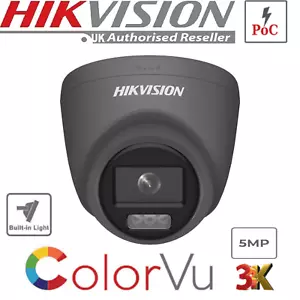 Hikvision 3K 5MP POC ColorVu fotocamera a cupola a torretta fissa DS-2CE72KF3T-E (2,8 mm grigio - Foto 1 di 1