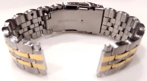 Mens 2 Tone Stainless Steel 16-22 mm Watch Band Security Trifold Buckle Clasp - Picture 1 of 7