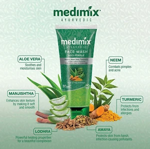 Medimix Ayurvedic ANTI PIMPLE Face Wash Neem & Aloevera Turmeric - 100 ML - Foto 1 di 2