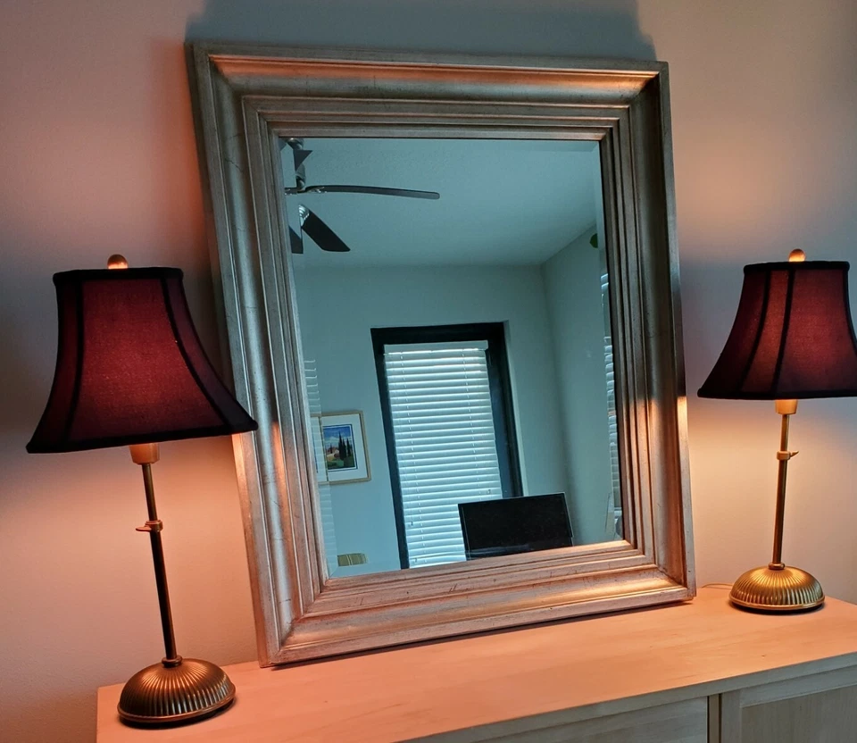 Large Framed Mirror - Silver, - Image 1 of 3