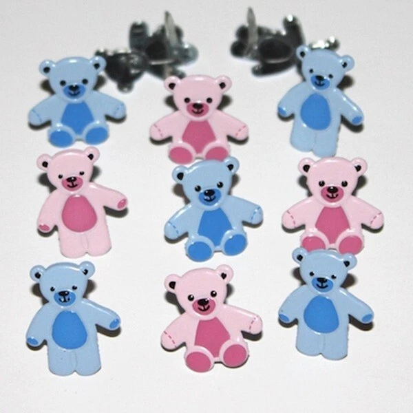 BEAR SCRAPBOOKING DECORATIVE  BRADS EYELET OUTLET 8 PCS 2 COLORS - Image 1 of 1