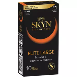 SKYN Elite Large Condoms 10pk Retail Non Latex Condoms - Free Shipping - Picture 1 of 9