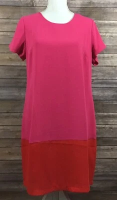 Vestido Cynthia Rowley Nuevo con Etiquetas Para Mujer Colorblock Cambio 10 Rosa Rojo Carrera Cremallera H51 Foto 1 de 4
