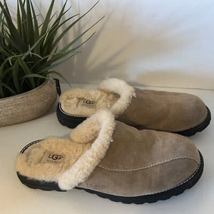 UGG Hausschuhe Schuhe Damen 11 Pantoletten Flats hellbraun Wildleder Sherpa Lammfell Slipper 5397 - Bild 1 von 18