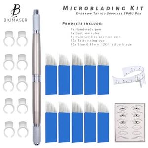 Biomaser Microblading Trucco Permanente Sopracciglia Tatuaggio Penna Pratica Pelle Kit Set - Foto 1 di 11
