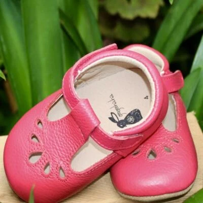 Ruby Pre-walker Leather T-Bar Handmade Shoes - Red - Image 1 of 4