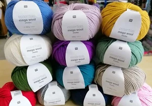 100g BALLS RICO ESSENTIALS MEGA WOOL CHUNKY KNITTING/CROCHET YARN - Picture 1 of 22