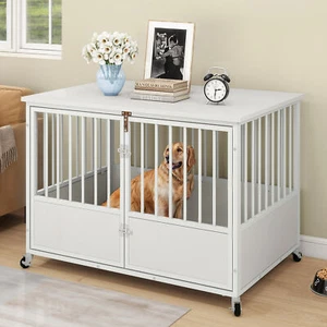 38" Dog Crate Dog Kennel Furniture Indoor Dog Cage Table for Large & Medium Dogs - Picture 1 of 17