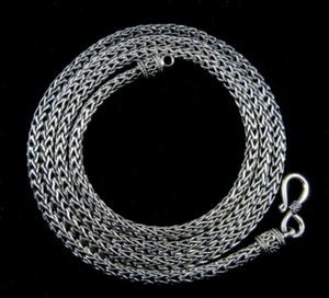 925 Sterling Silver Bali Foxtail Necklace - Handmade - 3 mm - Picture 1 of 8