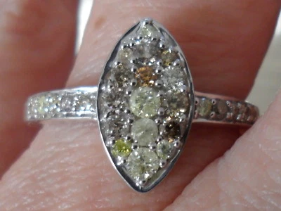 * 100% Natural ~ Fancy Diamond Sterling Silver Ring 0.50cts Sparkly Diamonds * - Image 1 of 4