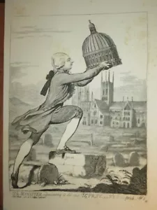James GILLRAY ETCHING CARICATURE MINISTER WILLIAM PITT WINCHESTER LONDON 1787 - Picture 1 of 3