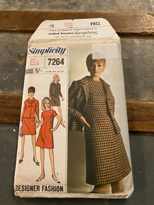 Simplicity 60er Kleid & Jacke Vintage Schnittmuster Miss Größe 14 Brustumfang 34" 7264 - Bild 1 von 2